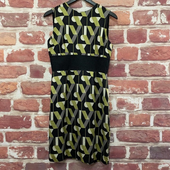 Maggy London Dress Women's Green Black Multicolor Silk Abstract Sleeveless - Picture 1 of 8